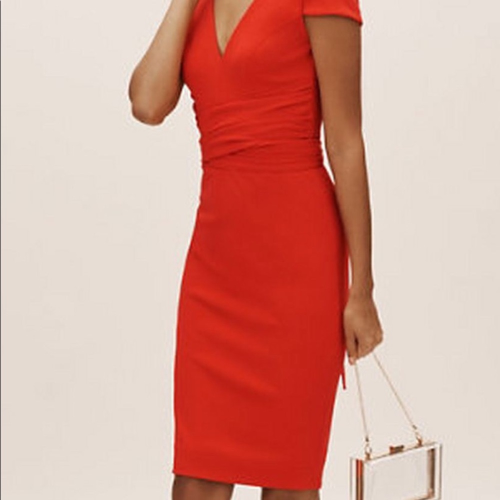 NWT Dress the Population x Anthro tangerine dress - Picture 3 of 8